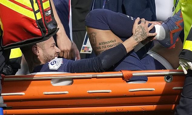 Neymar shows off protective boot after spraining his ankle… but could return to face Bayern Munich