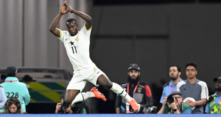 Osman Bukari scores to earn a draw for Black Stars against Angola in Luanda
