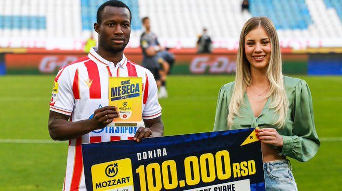 Osman Bukari receives April Player of the Month award in Serbia, donates prize money to charity