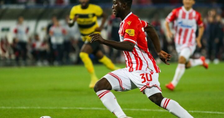 Ghana winger Osman Bukari reacts to UEFA Champions League goal against Young Boys